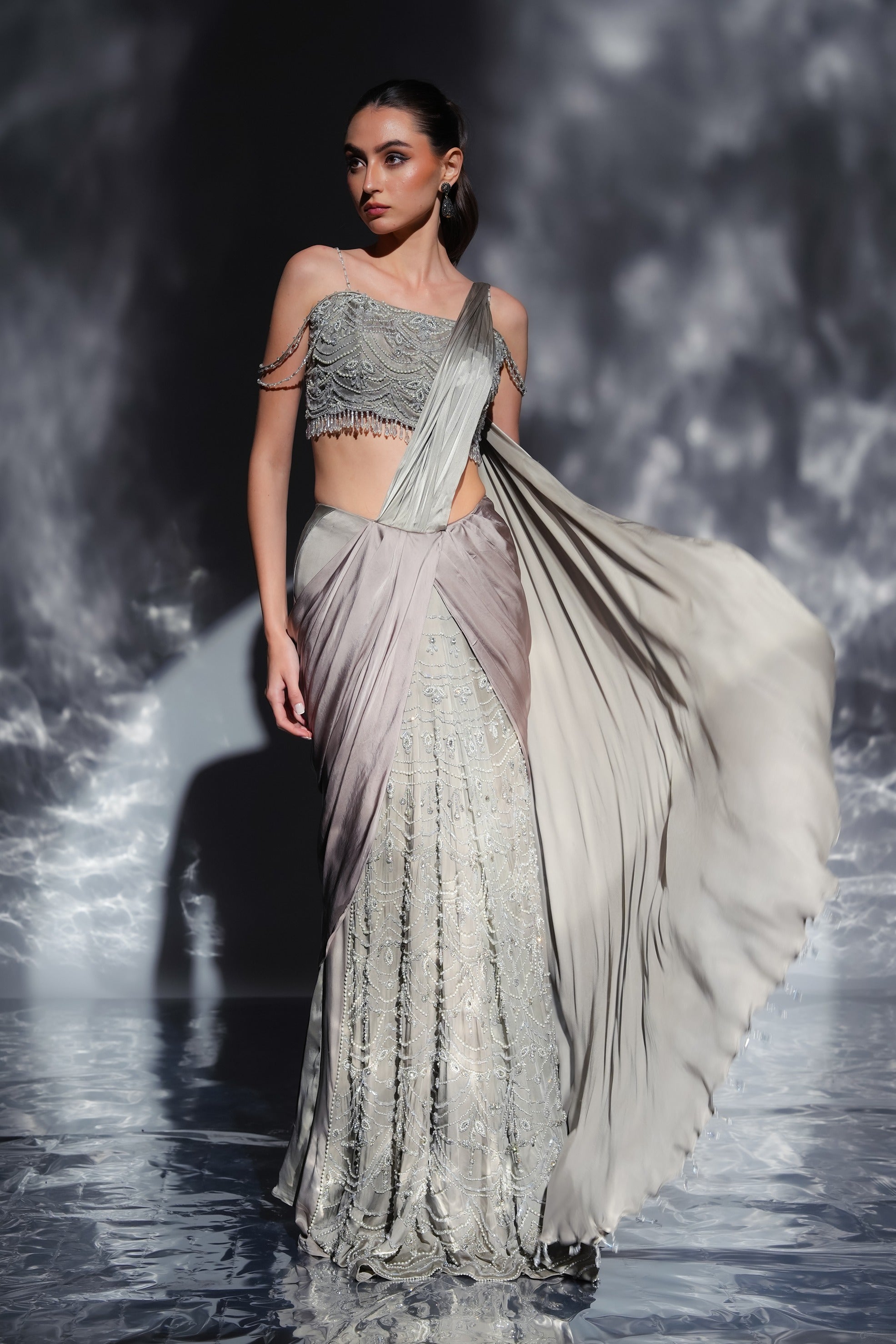 Opaline Dusk Drape Saree