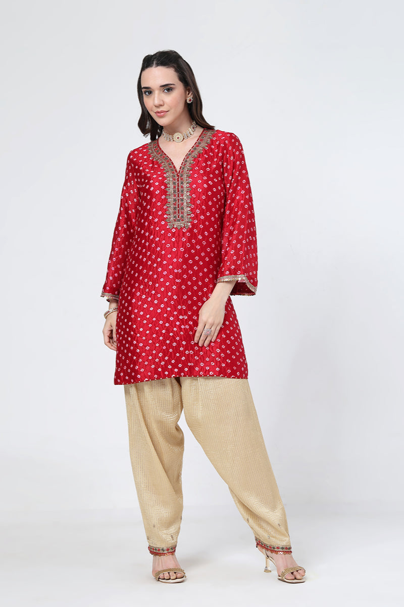 Crimson Bandhani Salwar Set