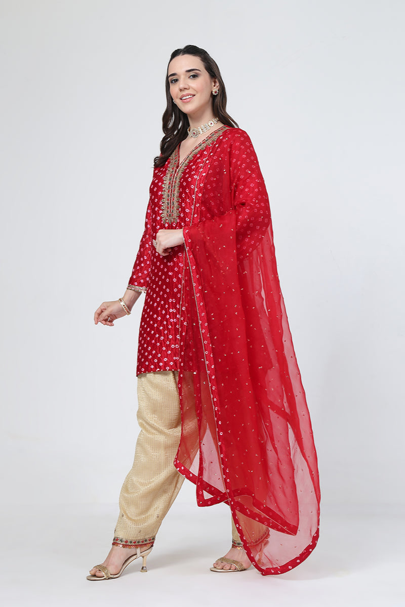 Crimson Bandhani Salwar Set