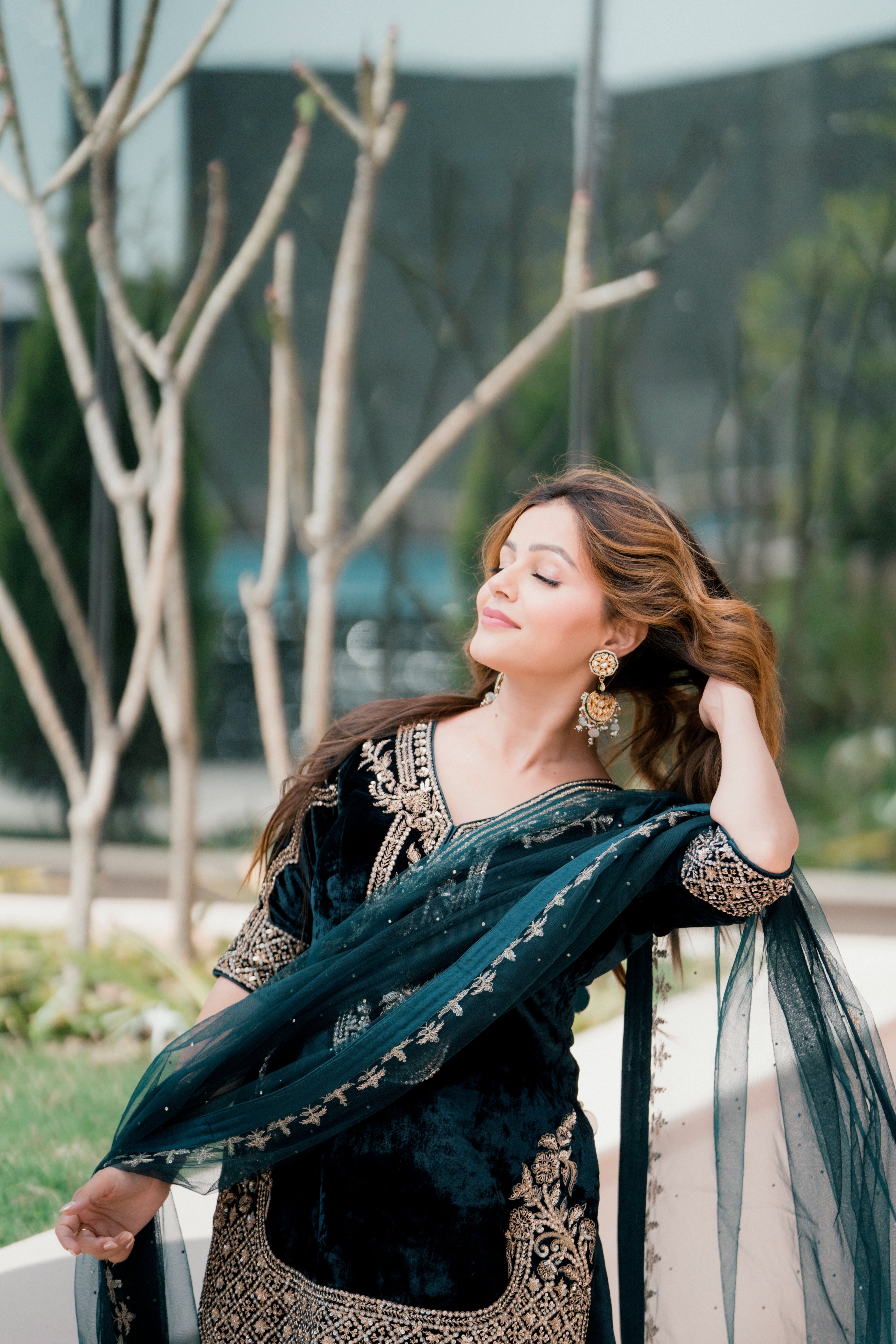 Velvet Blue Salwar Suit