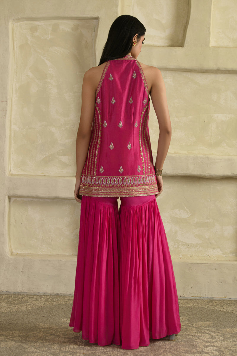 Zeba Halter Kurta Set – Rani Pink
