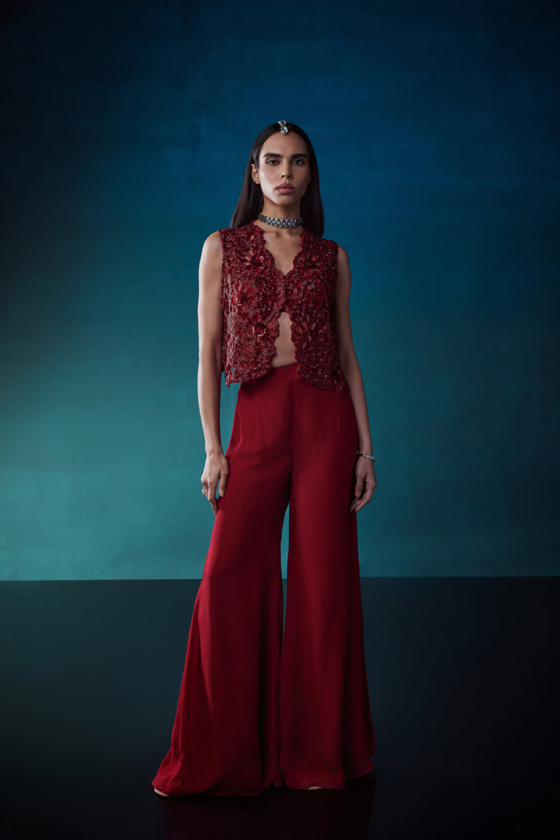 Red Short Jacket- Pant Set