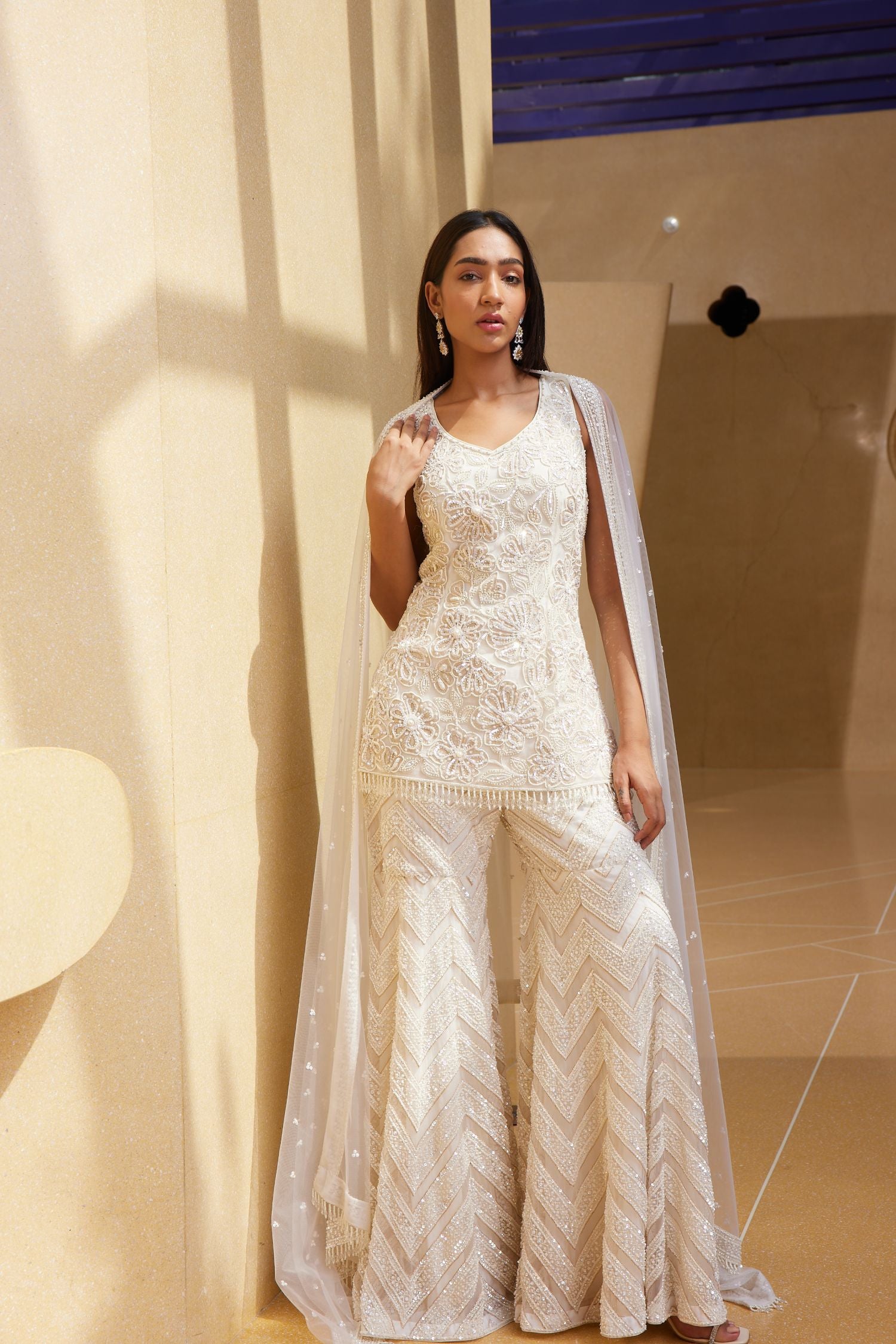 Ivory Sharara With Dupatta