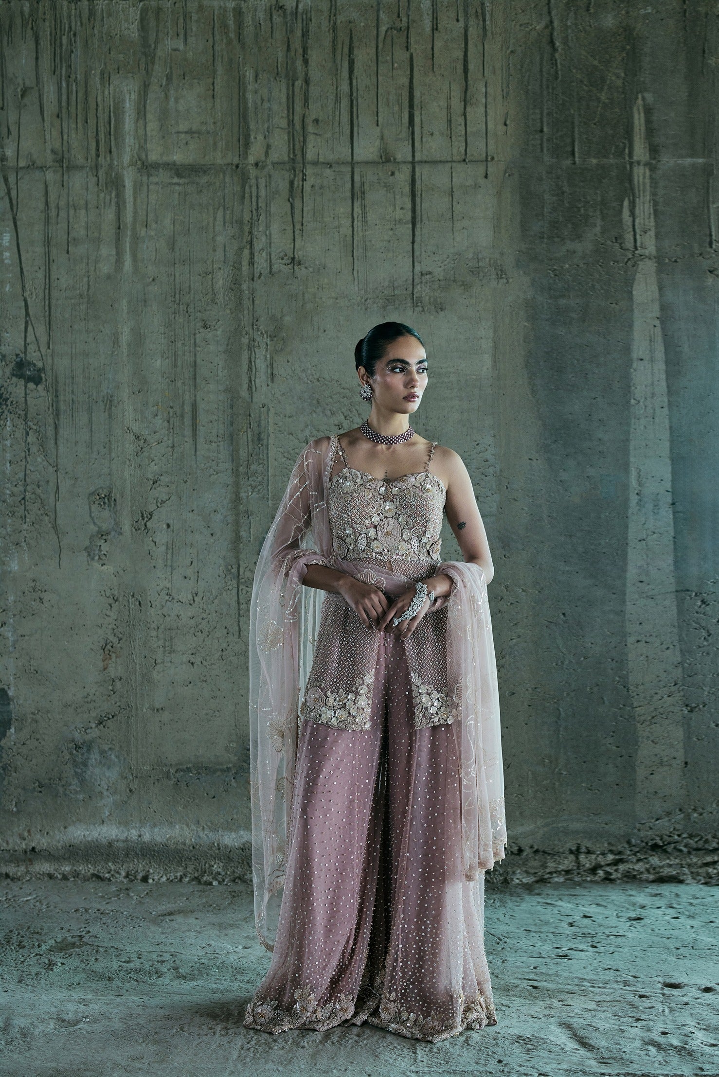 Rose Gold Occassional Sharara Set