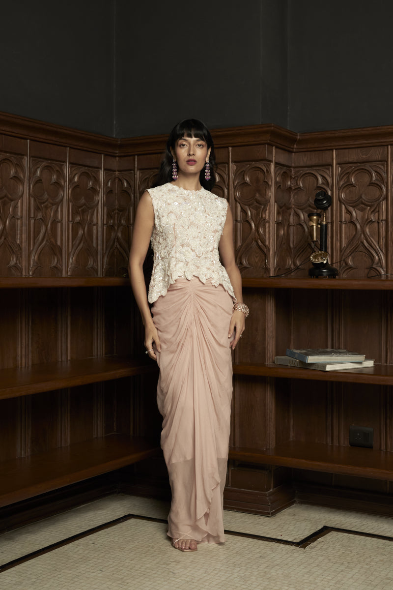 Pink Top-Skirt Set