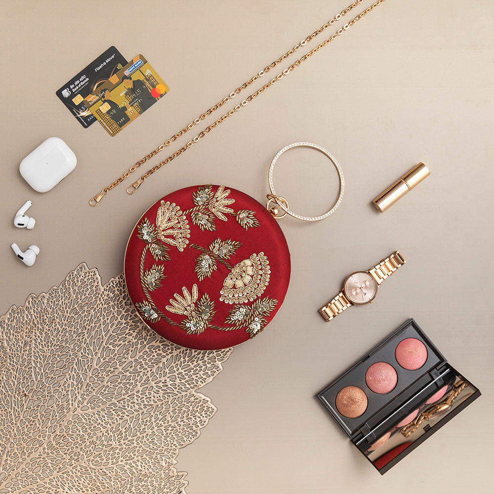 THE TAN CLAN Rashida Hand Embroidered Clutch