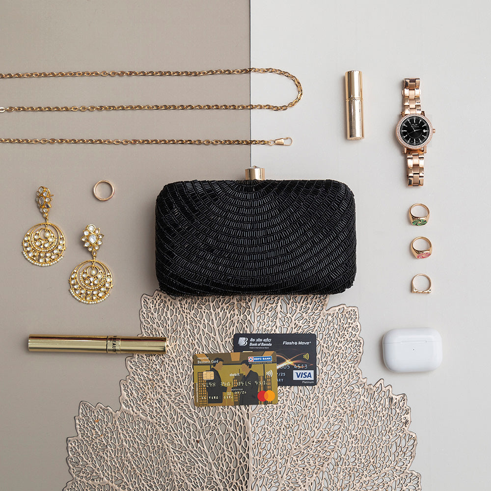 THE TAN CLAN Glitz Hand Embroidered Party Clutch