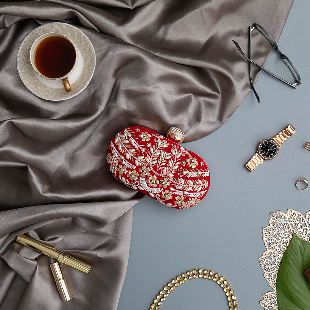 THE TAN CLAN Elizah Zarozi Hand Embroidered Clutch