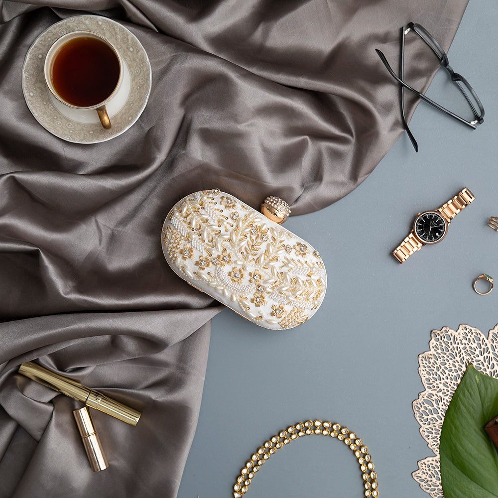 THE TAN CLAN Elizah Zarozi Hand Embroidered Clutch