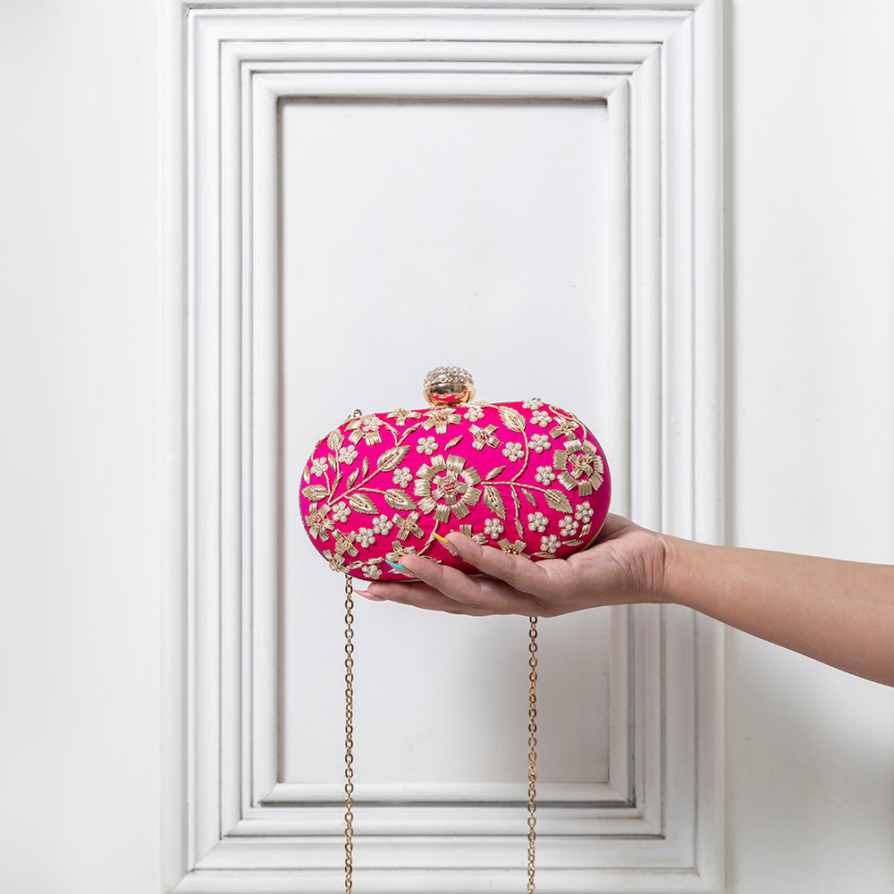 THE TAN CLAN Baiza Hand Embroidered Clutch