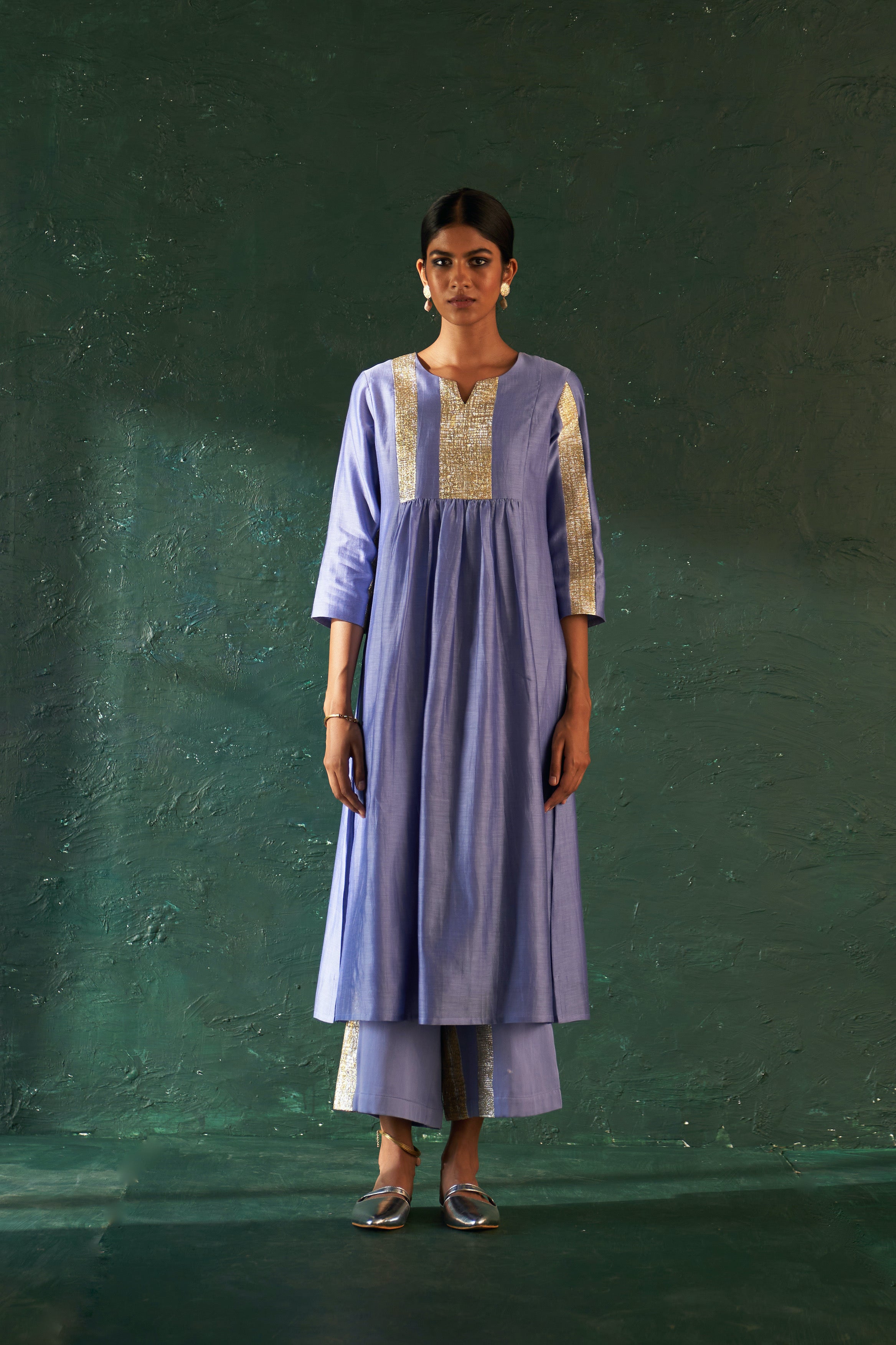Midas Lavender Chanderi Kurta - Set of 3