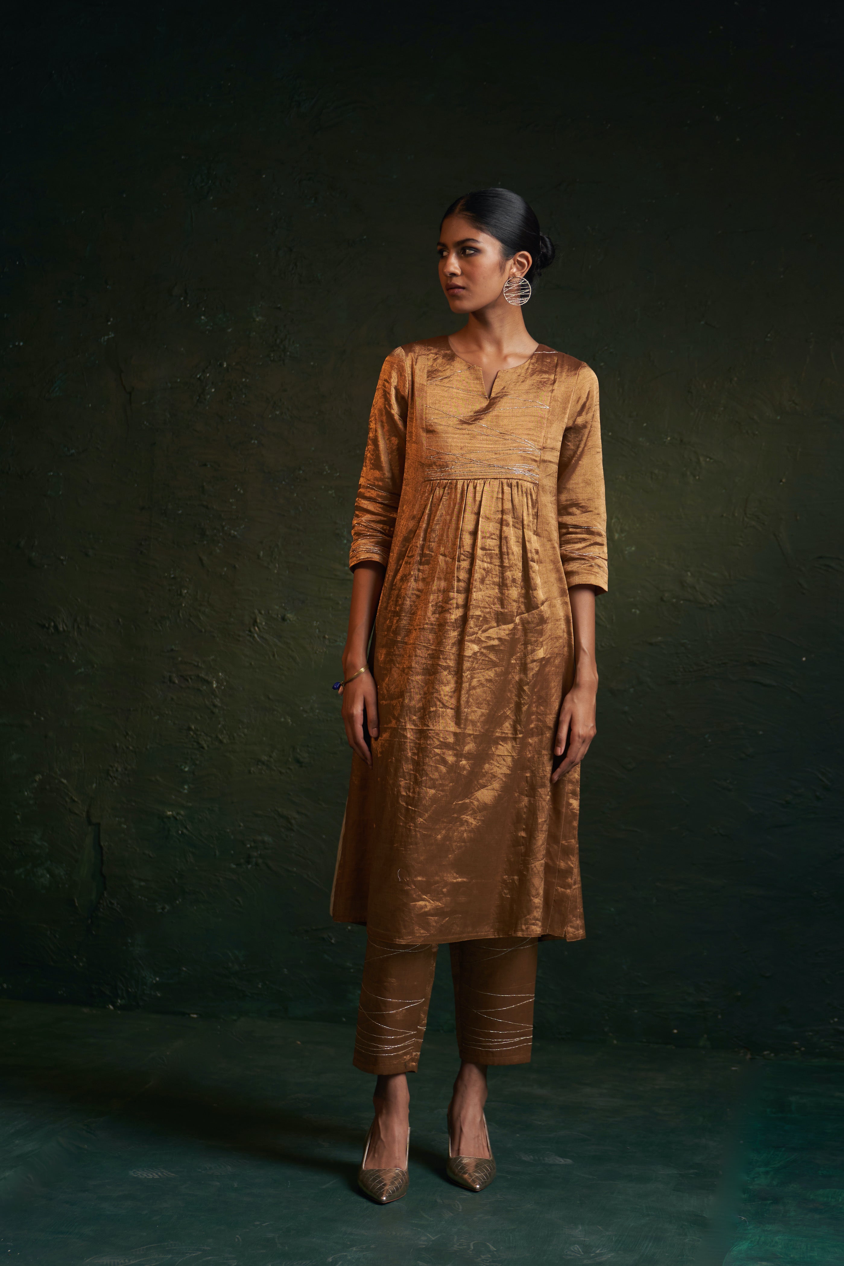 Midas Gold Tissue Kurta - Set of 3