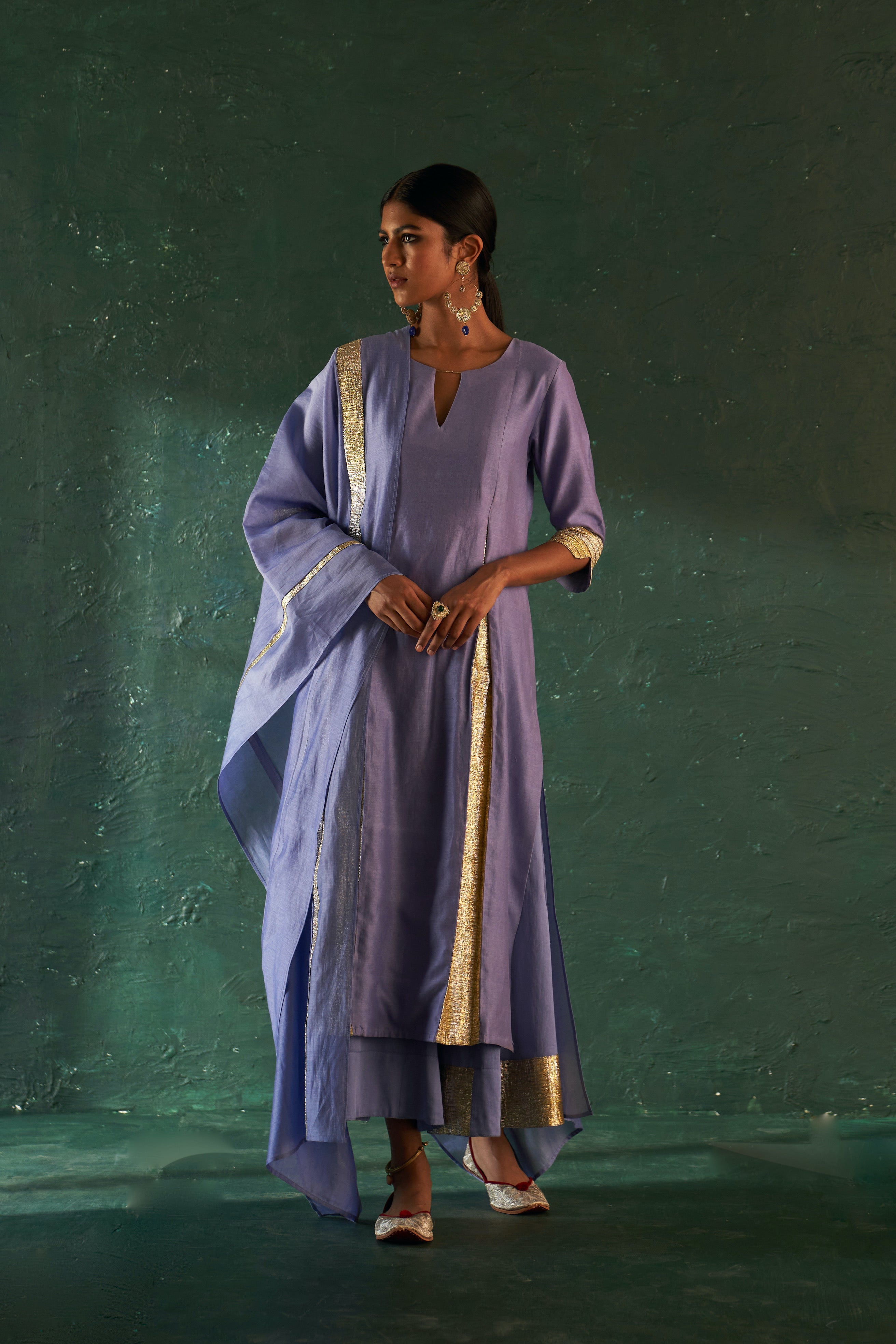 Midas Lavender Chanderi Kurta - Set of 3