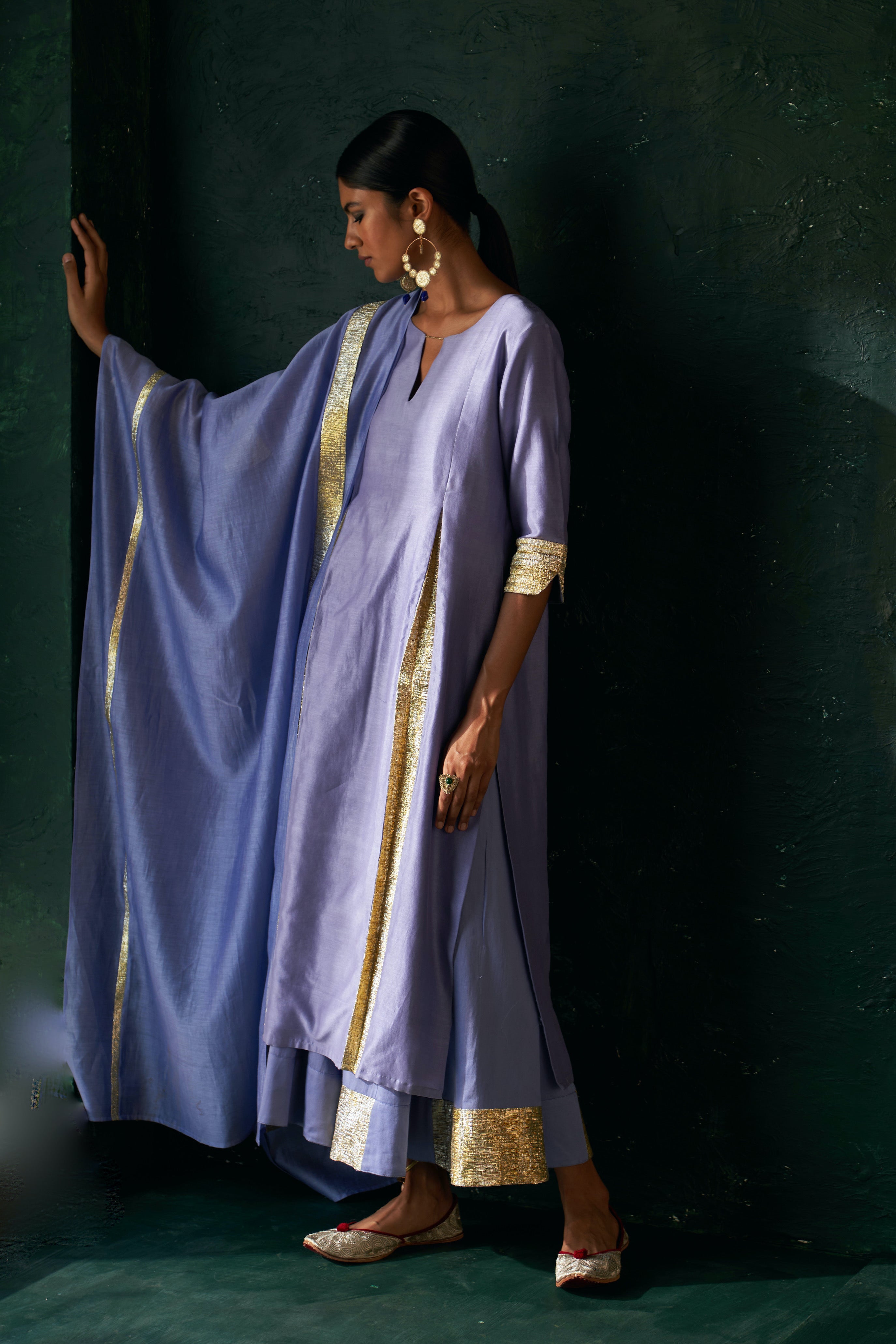 Midas Lavender Chanderi Kurta - Set of 3