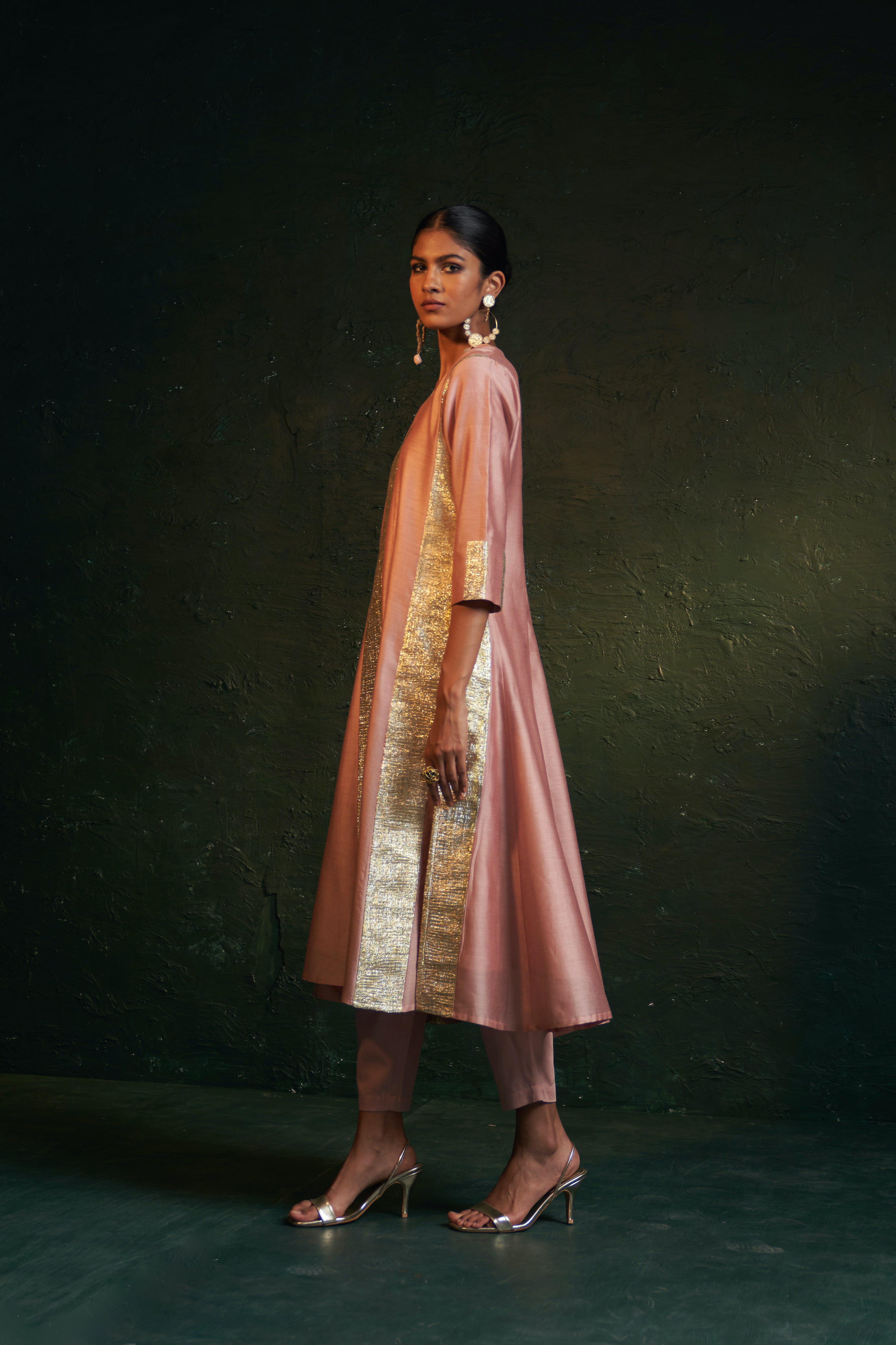Midas Rose Pink Chanderi Kurta - set of 3