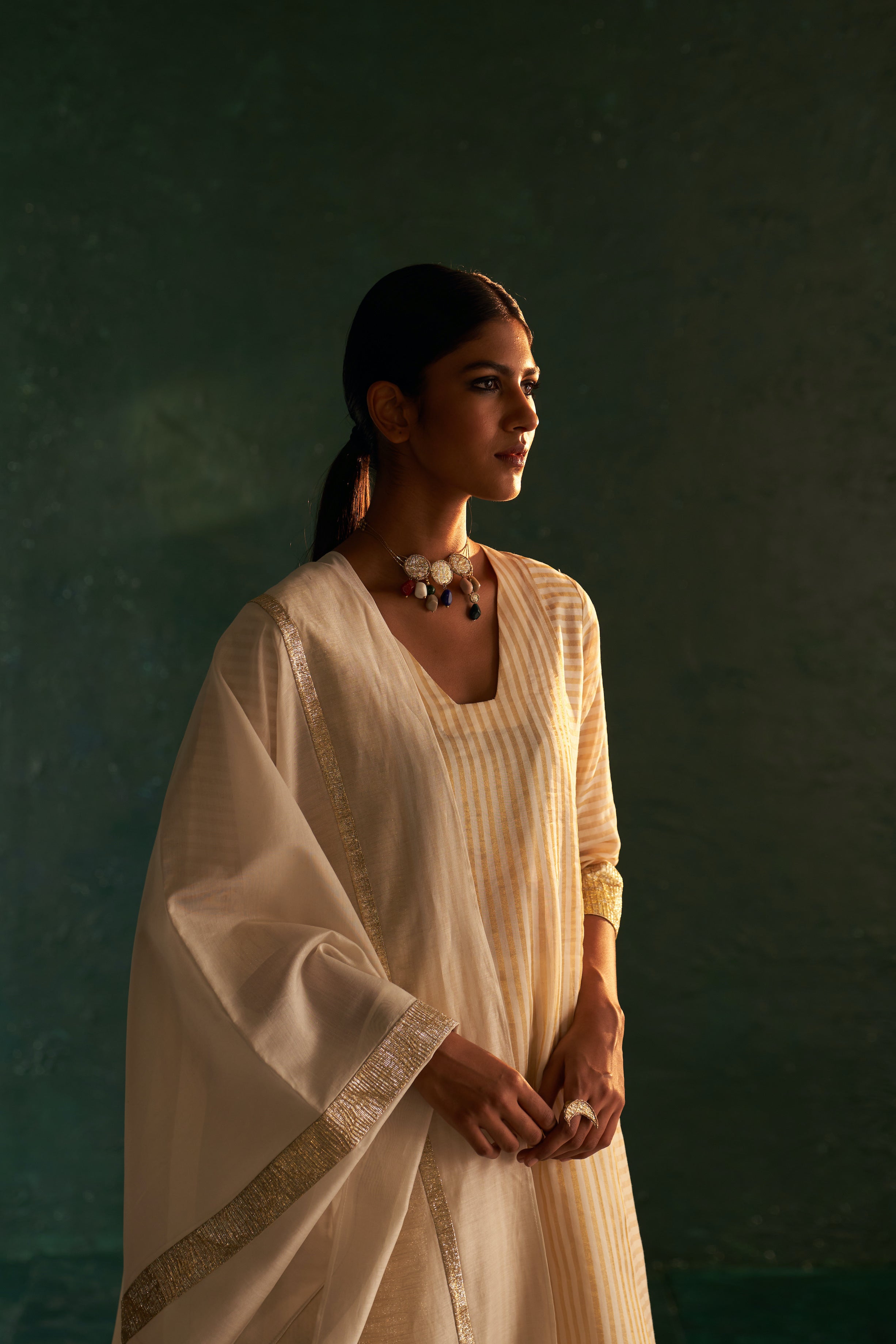 Midas Ivory Stripe Kurta - set of 3