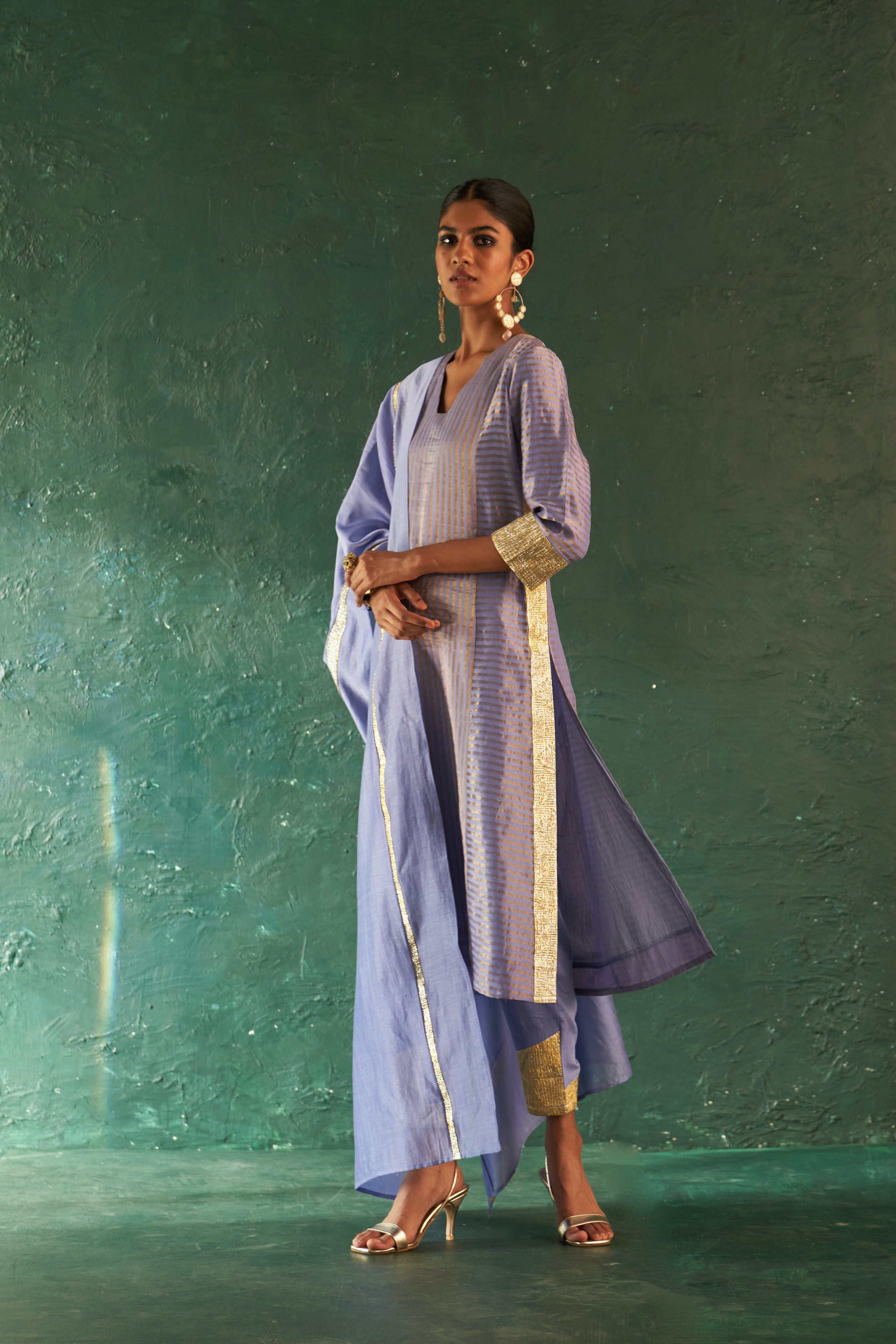 Midas Lavender Stripes Kurta - set of 3