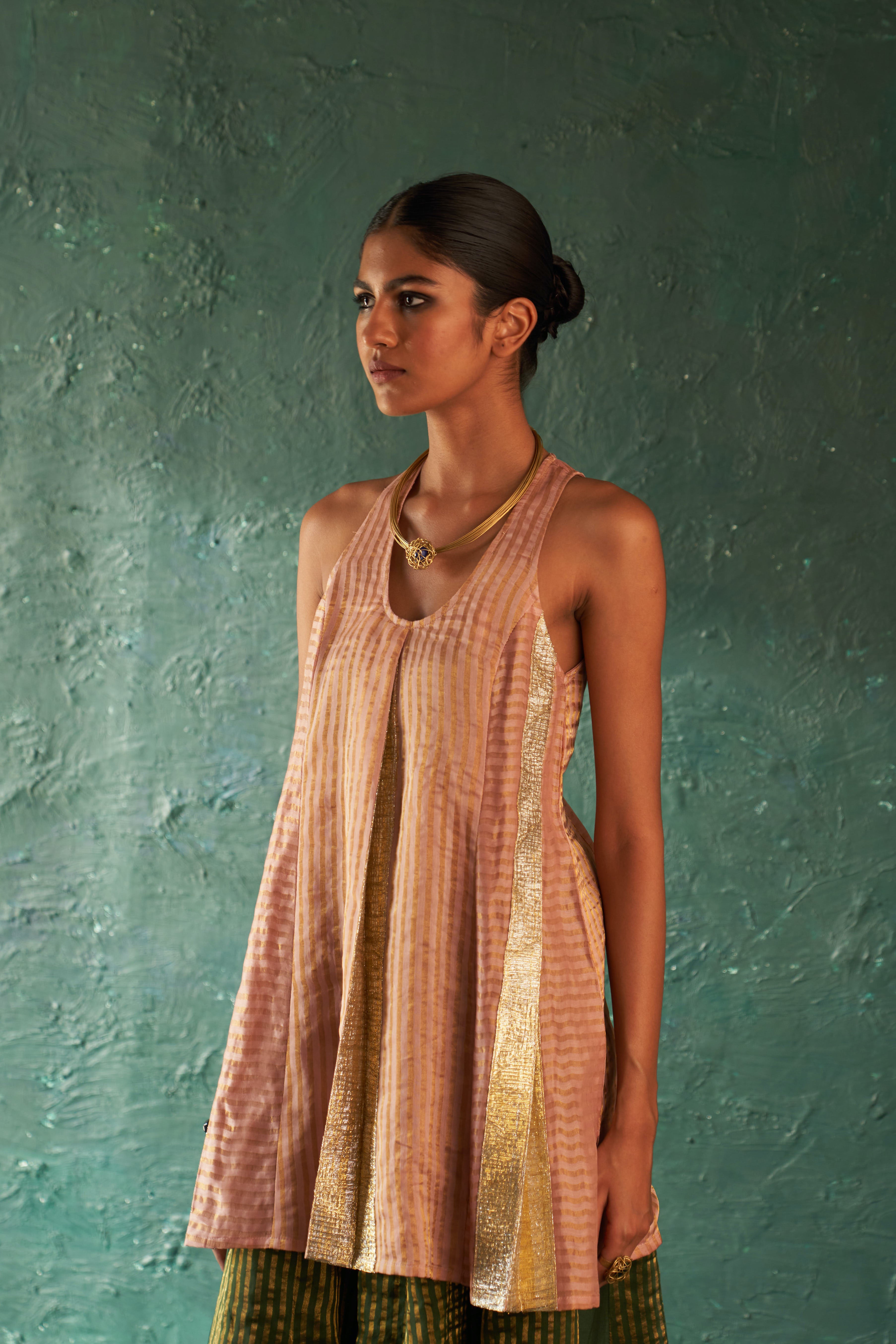 Midas Tissue Stripes Sharara Kurta - set of 3