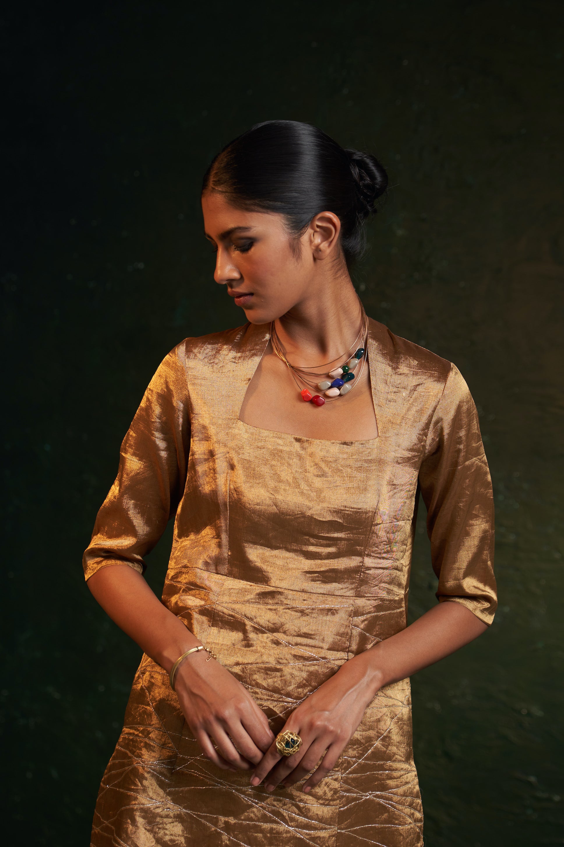Midas Gold Tissue Kurta - Set of 3