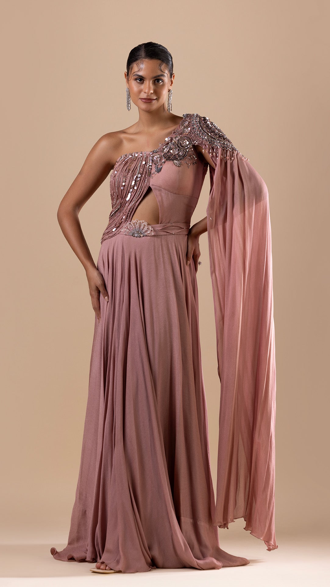 Blush Swarovski Embroidered Dress