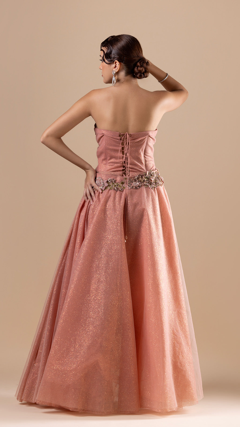 Blush Short Dress With Detachable Bussel