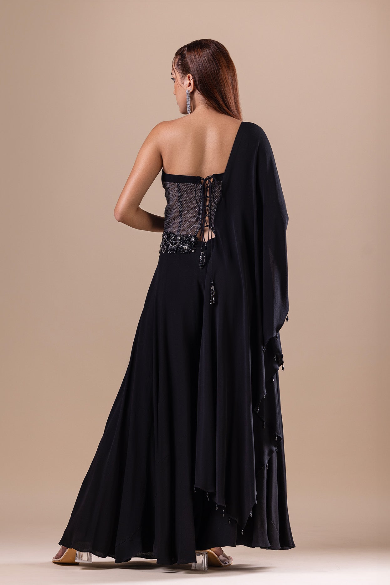 Black Double Georgette Jumpsuit