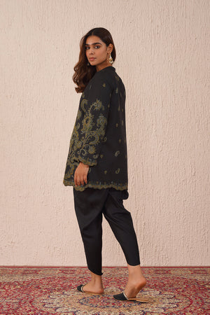 Black Woven Dhoti Set- Inching India