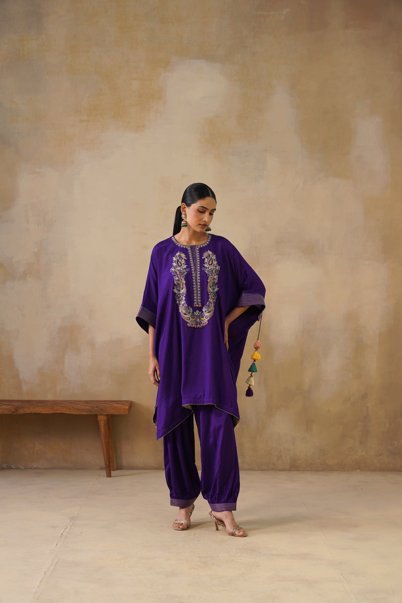 Noor Purple Kaftan Suit Set
