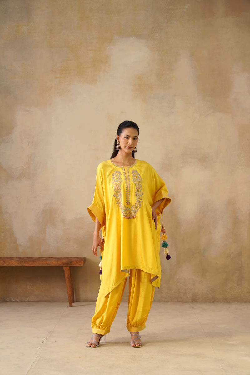 Noor Yellow Kaftan Suit Set