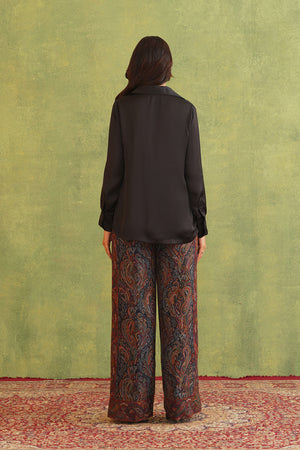Black Top with Paisley Woven Pants-Inching India