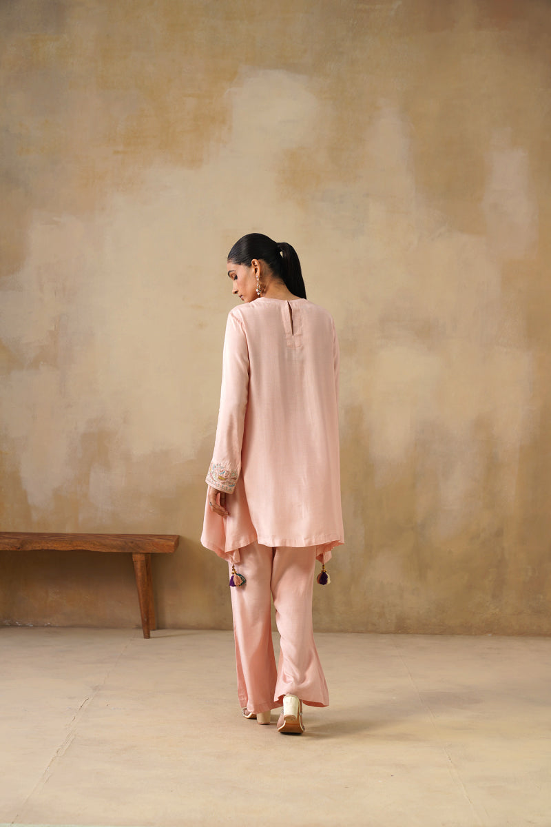 Noor Pink Drape Top Set