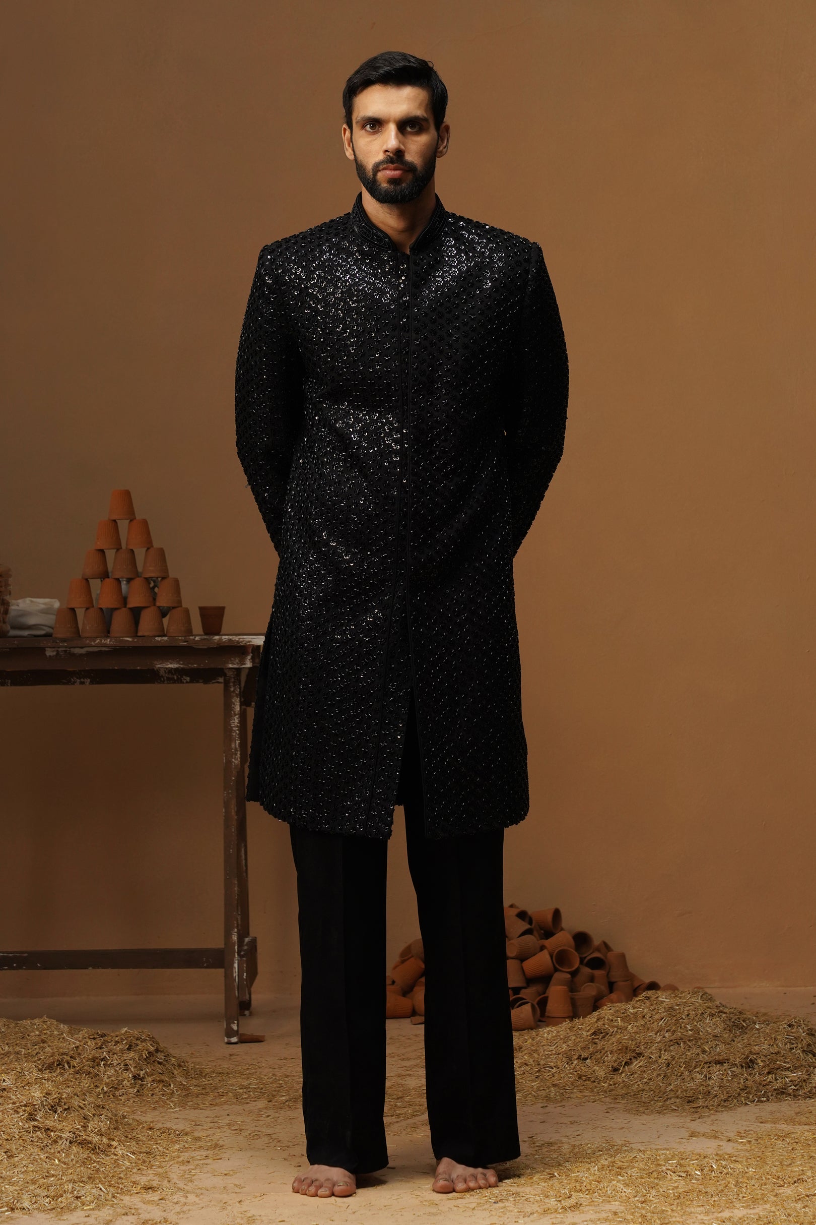 HUMSAFAR BLACK INDO - WESTERN SET