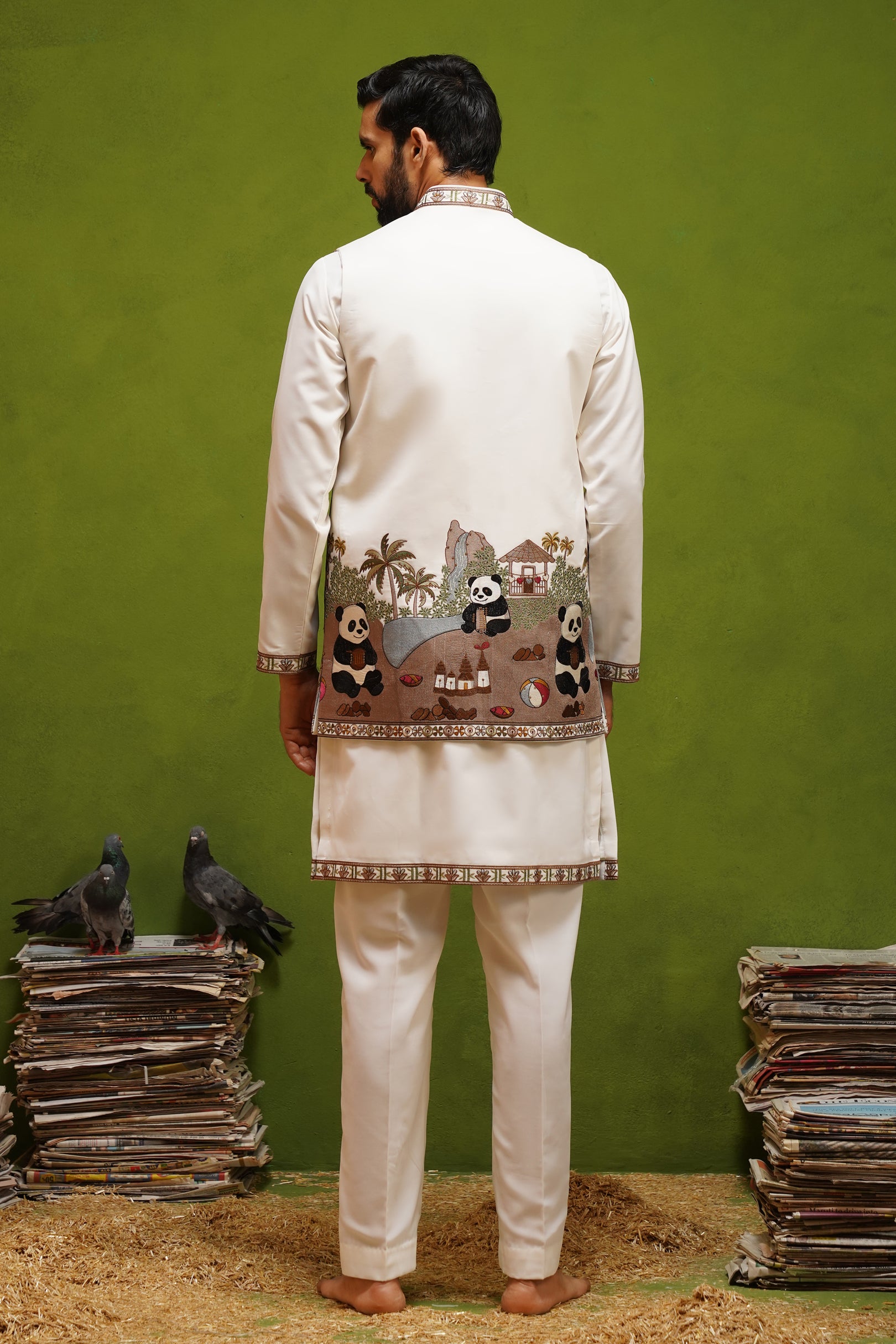 PANDA IVORY KURTA JACKET SET