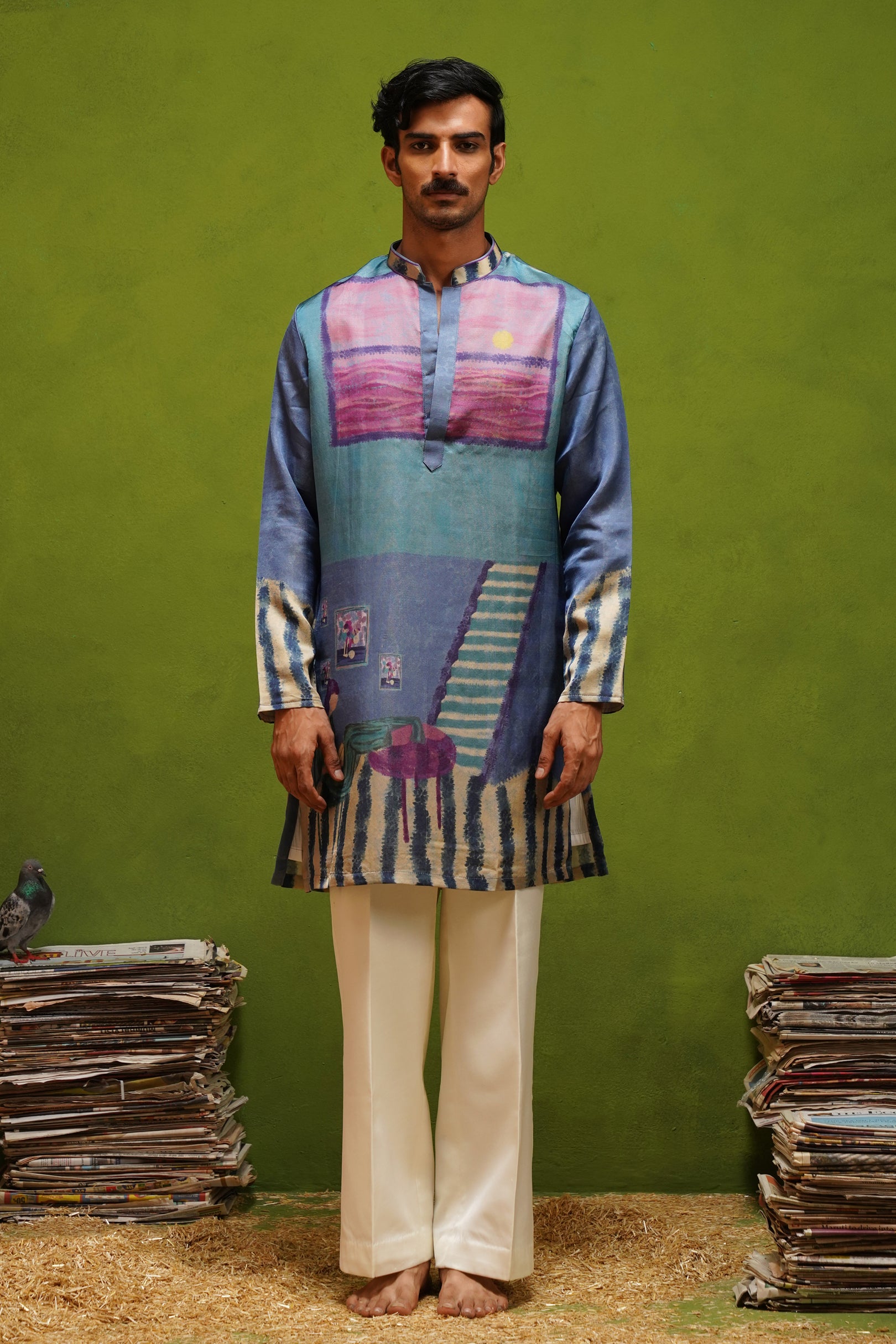 CANVAS BLUE SHORT KURTA SET