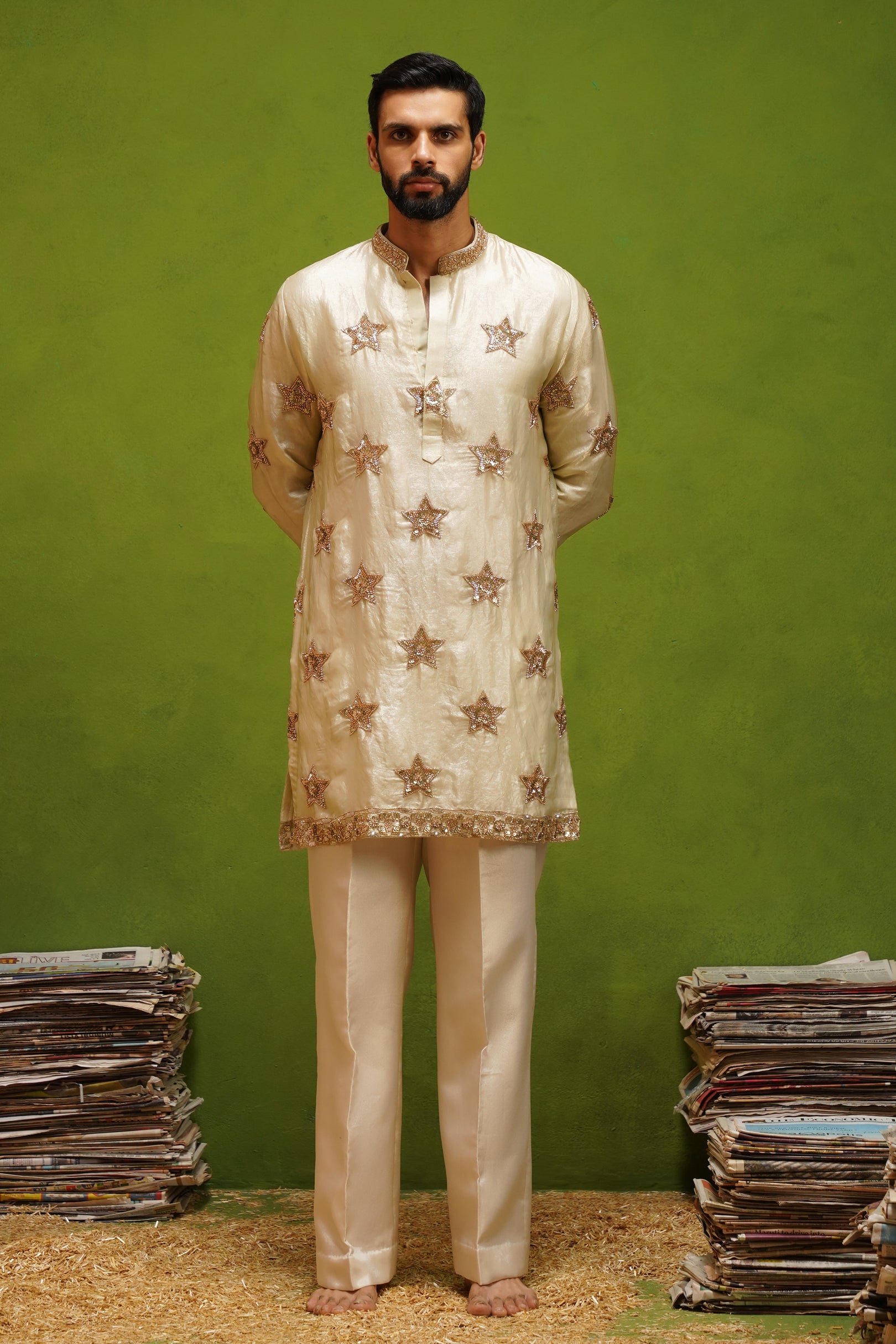 STAR BEIGE SHORT KURTA SET