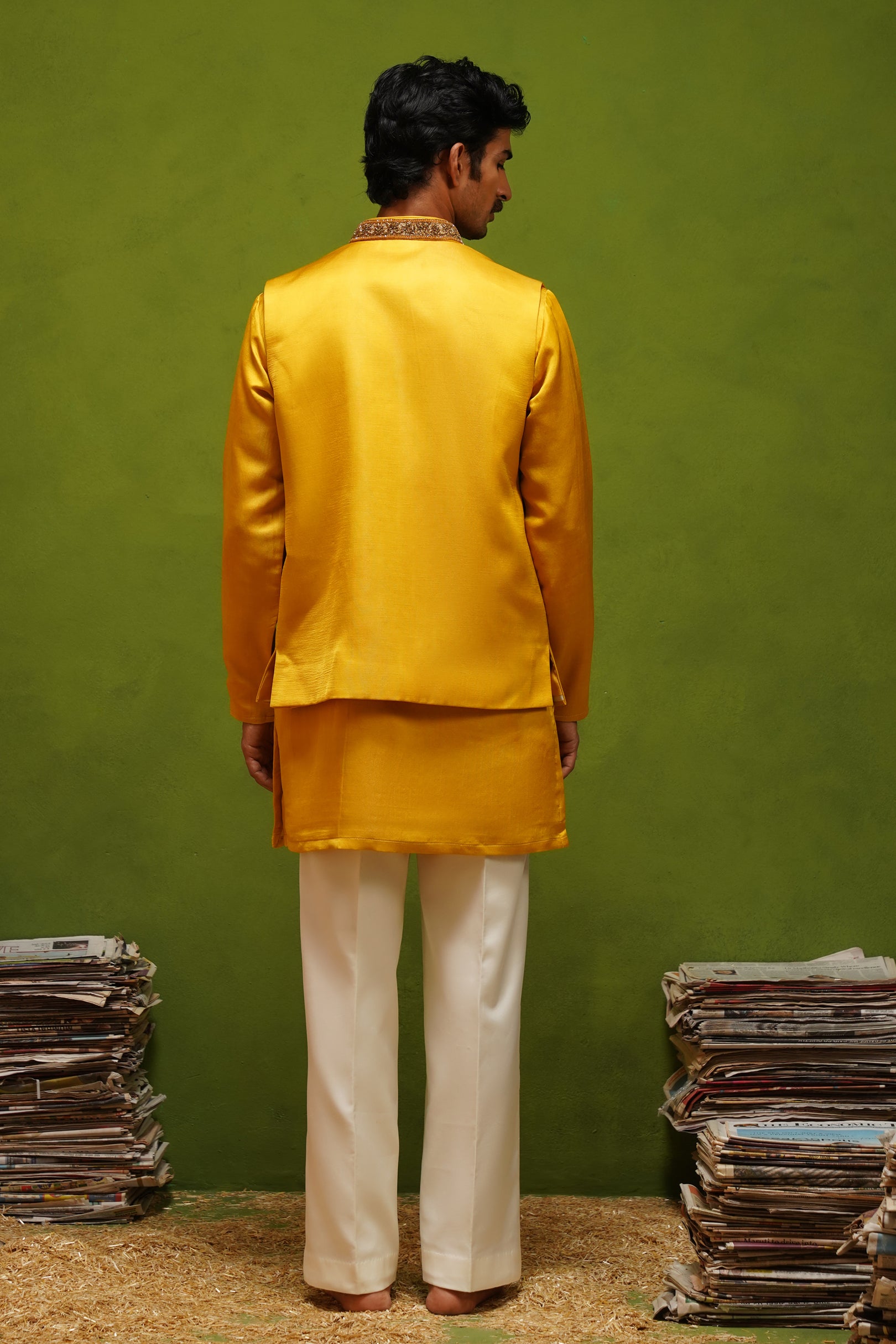 ALLIGATOR YELLOW KURTA JACKET SET