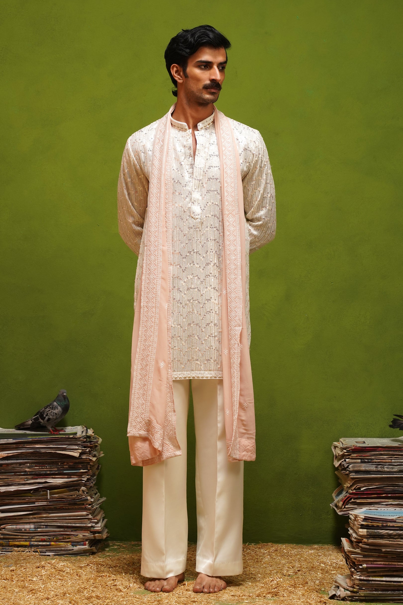 NEEL IVORY SHORT KURTA SET WITH DUPATTA