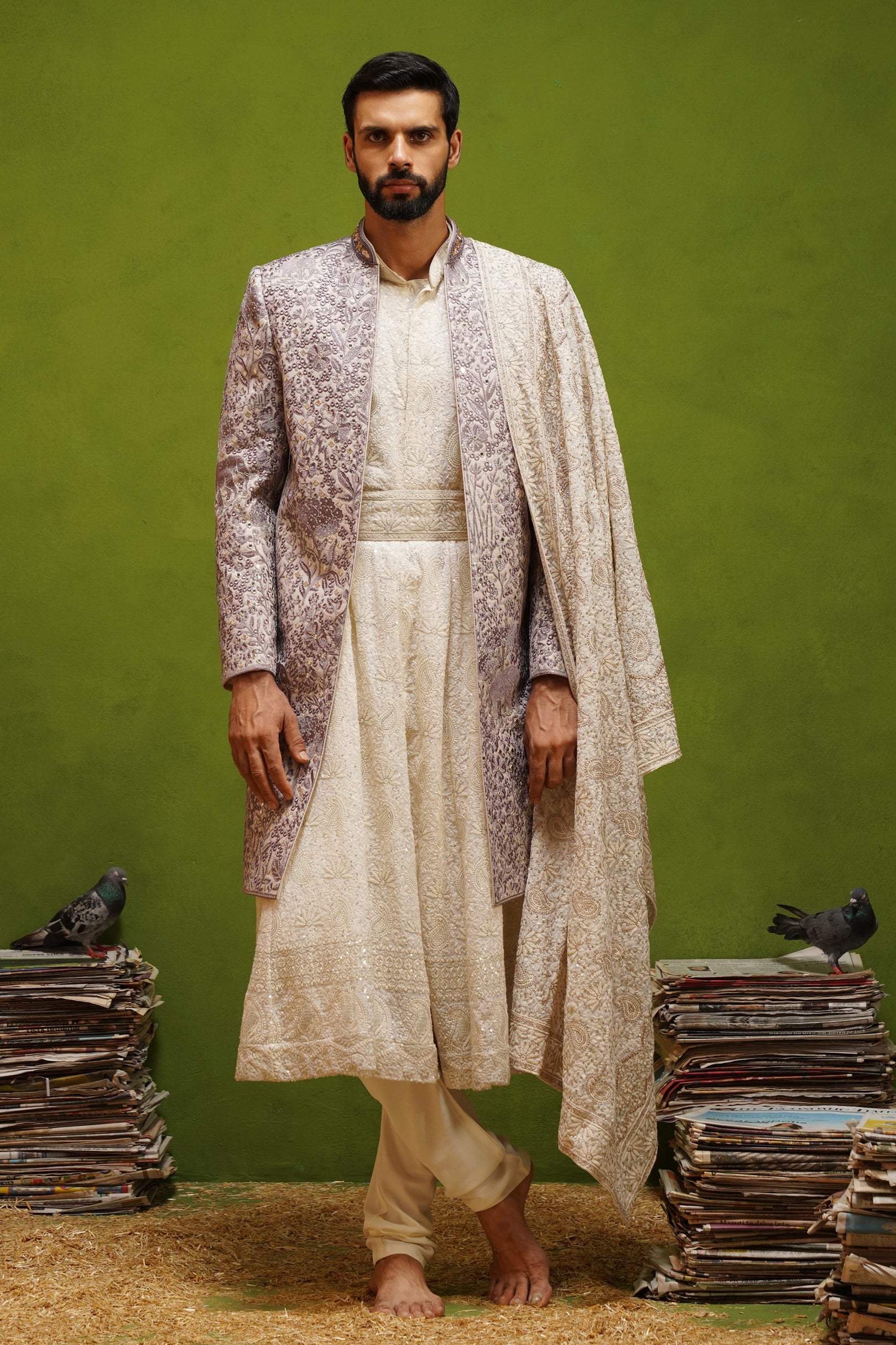 MEHRAN LAVENDER SHERWANI SET