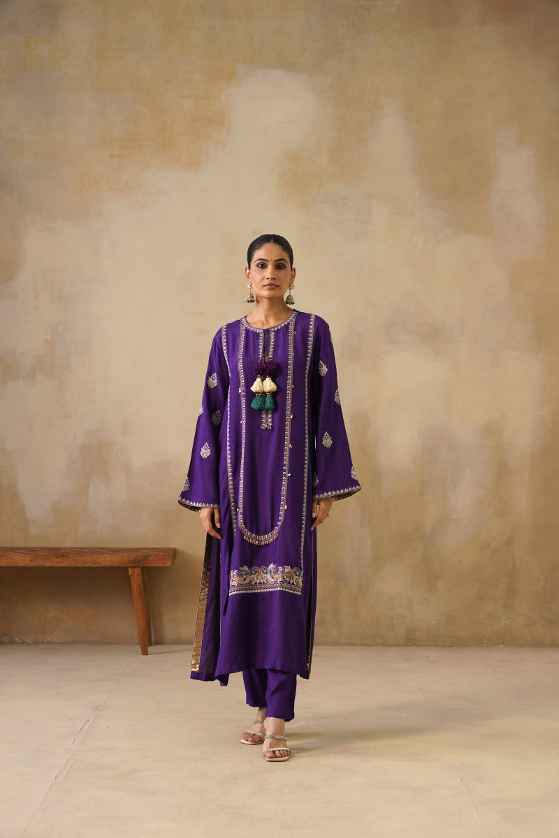 Noor Purple Straight Suit Set With Dupatta