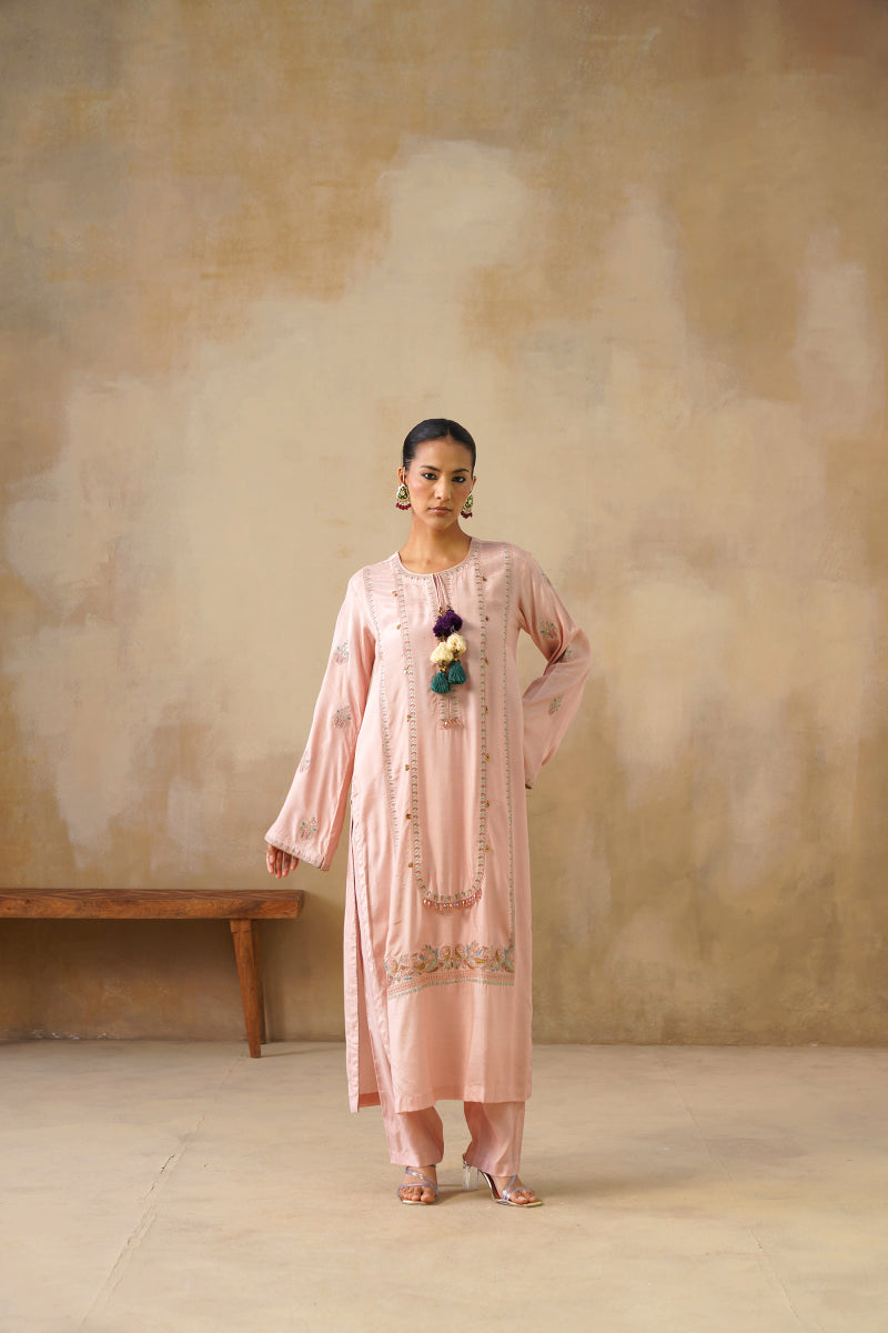 Noor Pink Straight Suit Set With Dupatta