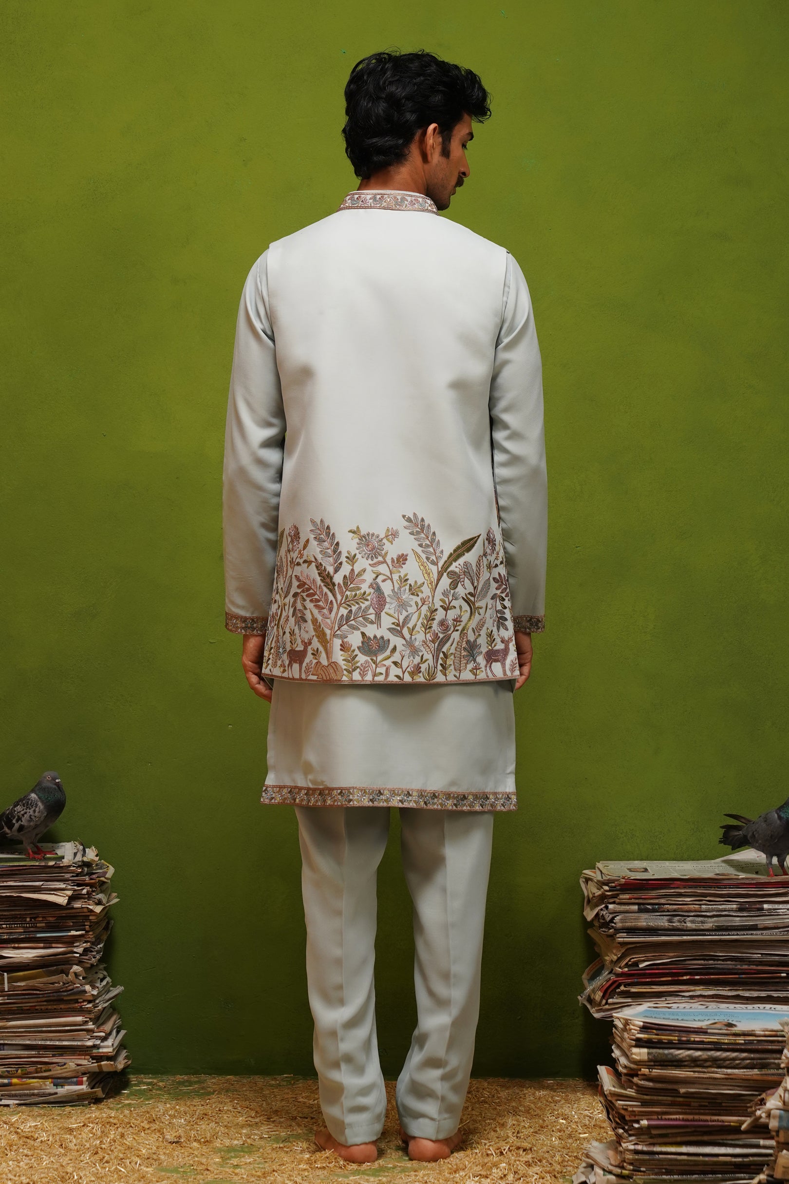JUNGLE SKY KURTA JACKET SET