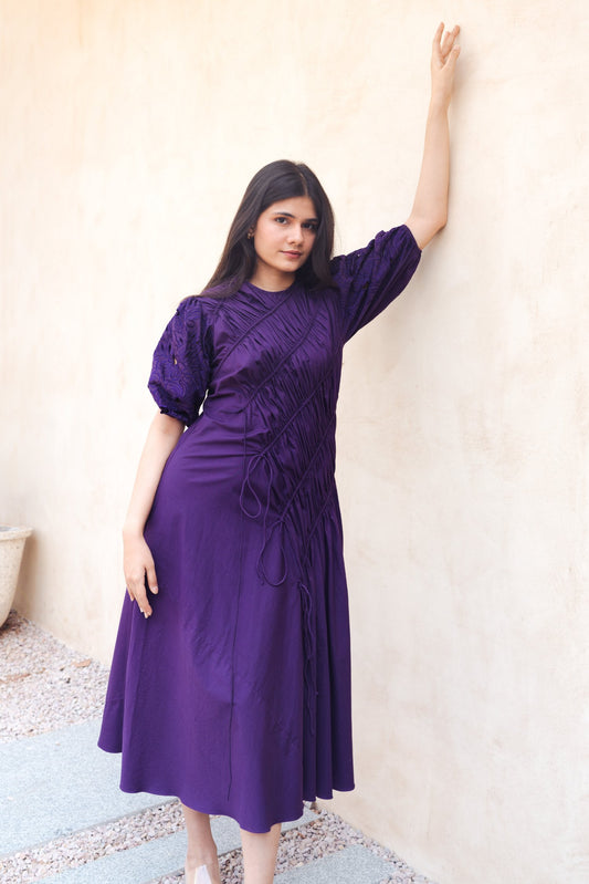Purple Strings Midi Dress
