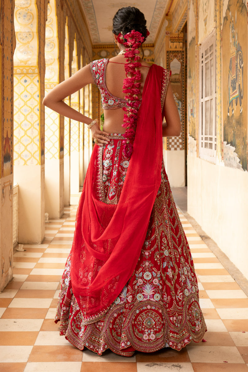 LEHENGA + BLOUSE + DUPATTA //RED LEHENGA SET