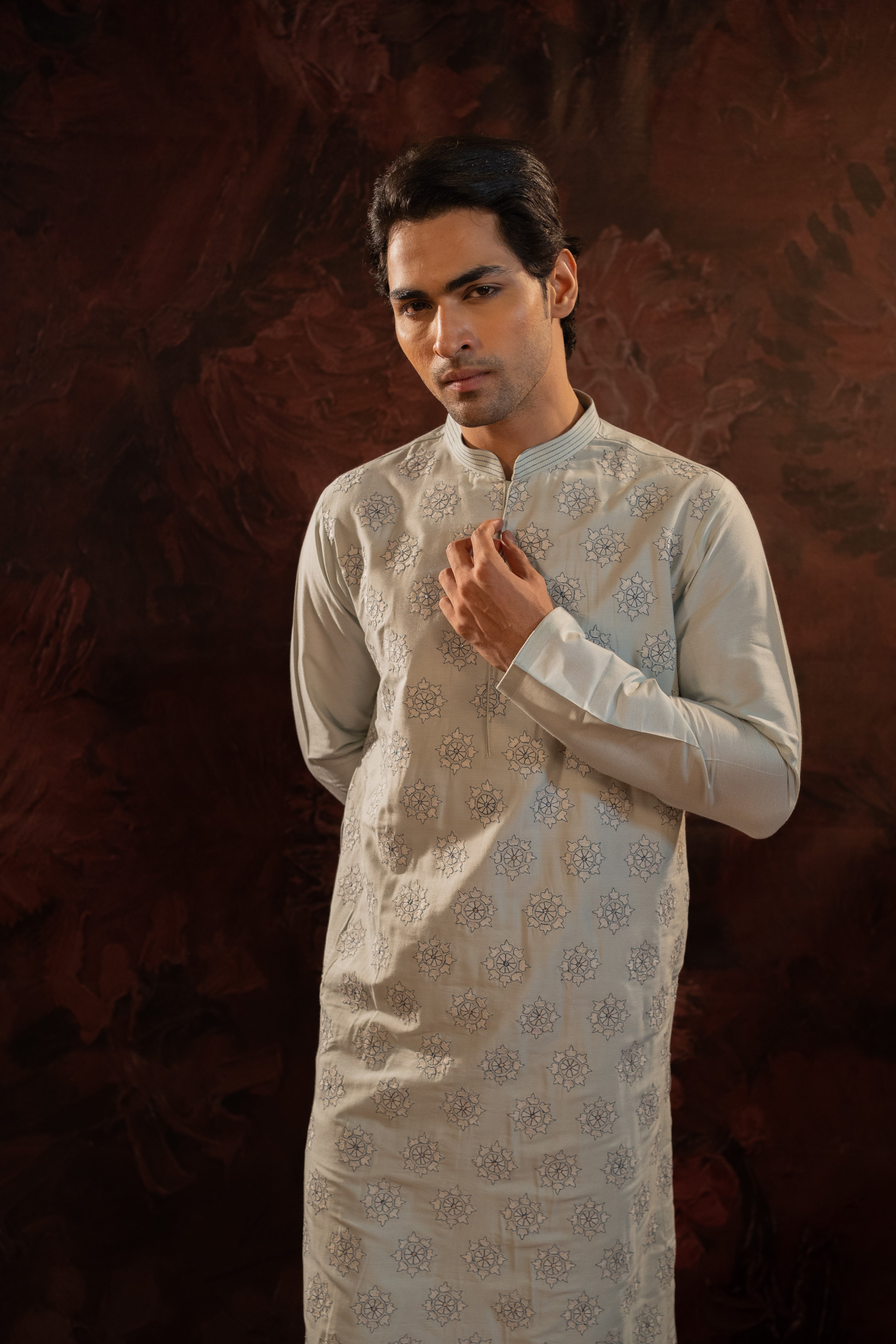 Powder Blue Embroidered Kurta Set