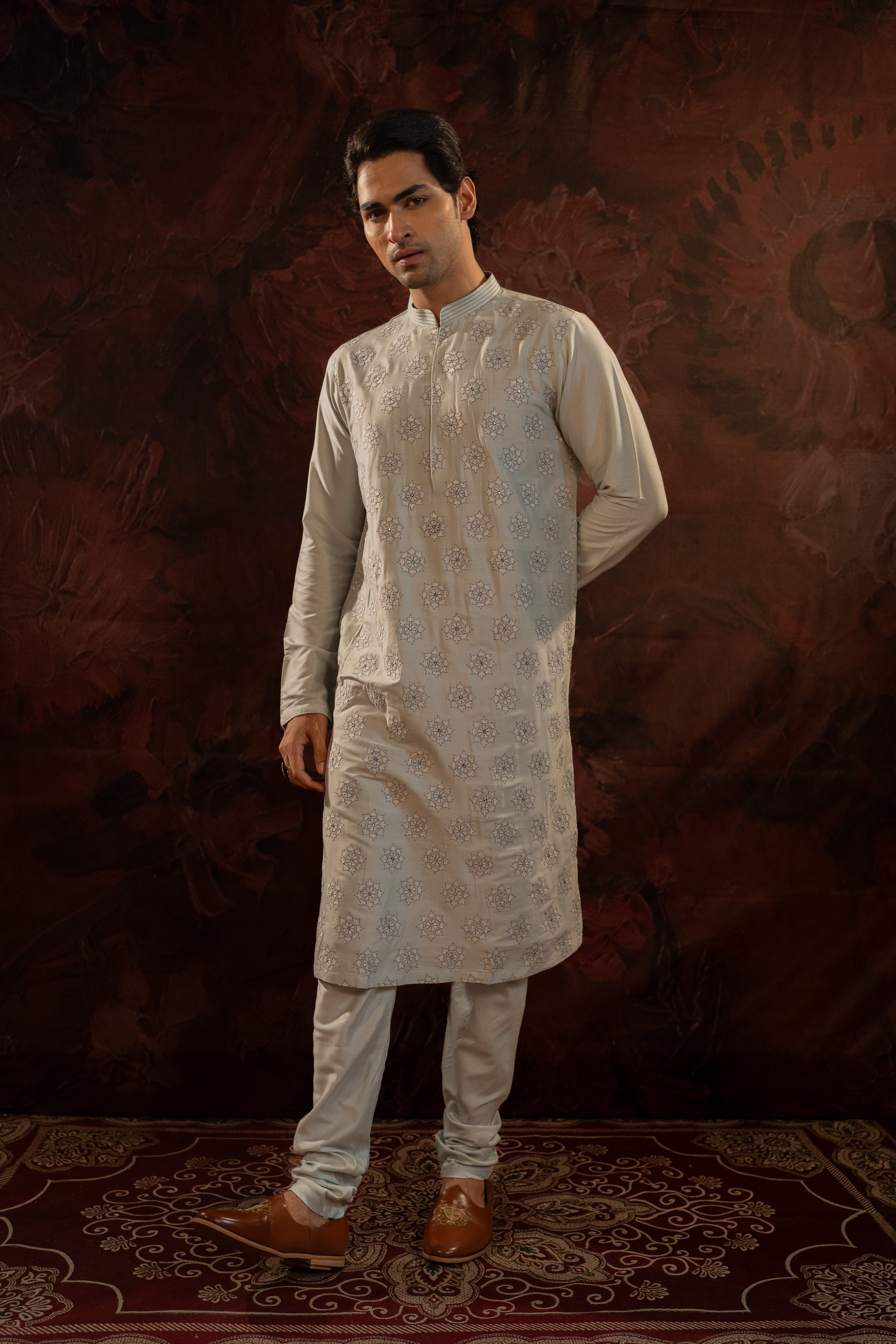 Powder Blue Embroidered Kurta Set