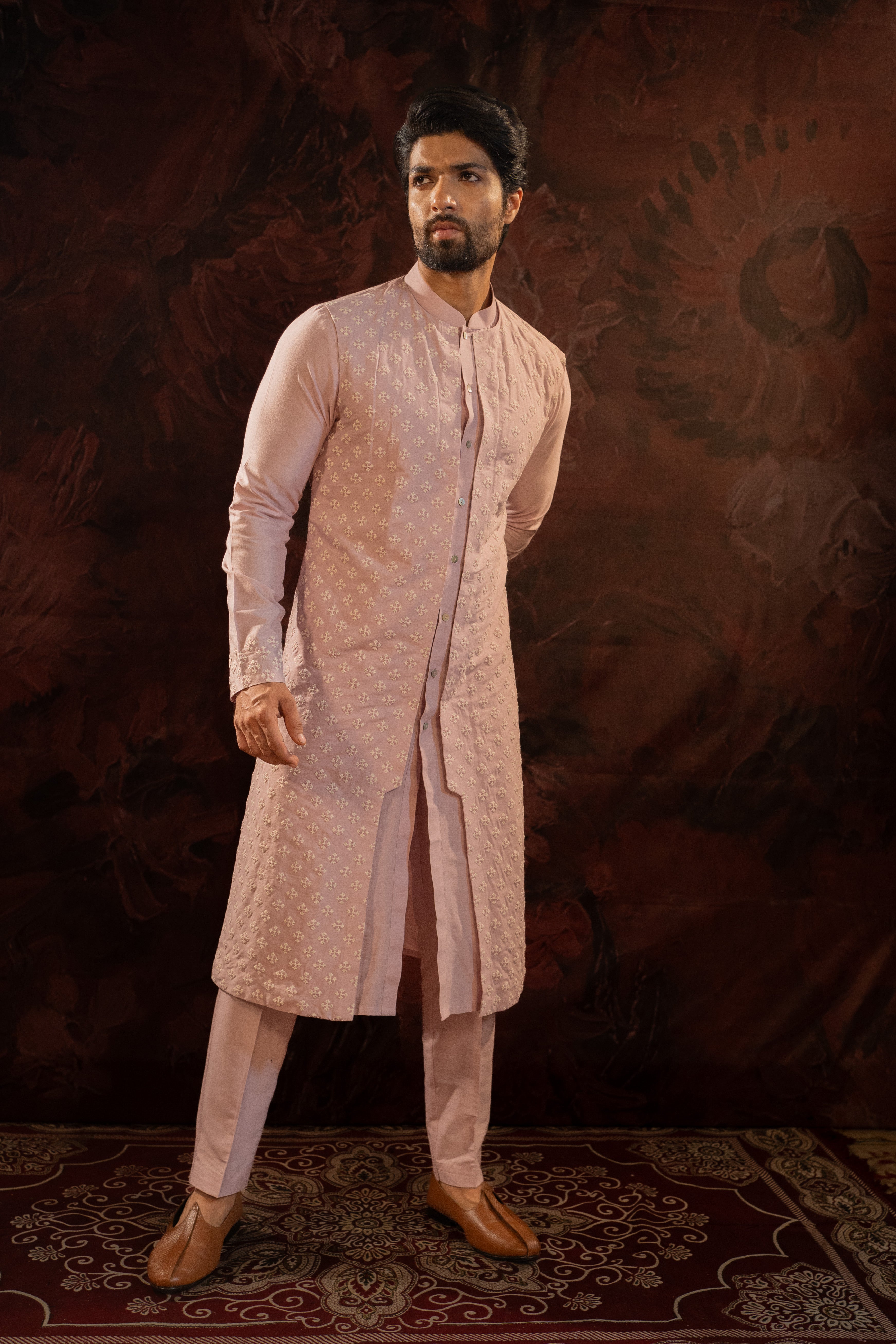 Lavender Embroidered Kurta Set