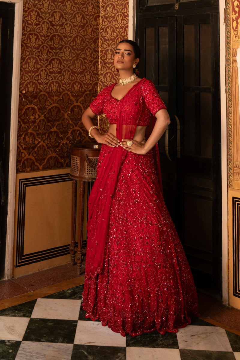 LEHENGA + BLOUSE + DUPATTA //THE RED LEHENGA SET