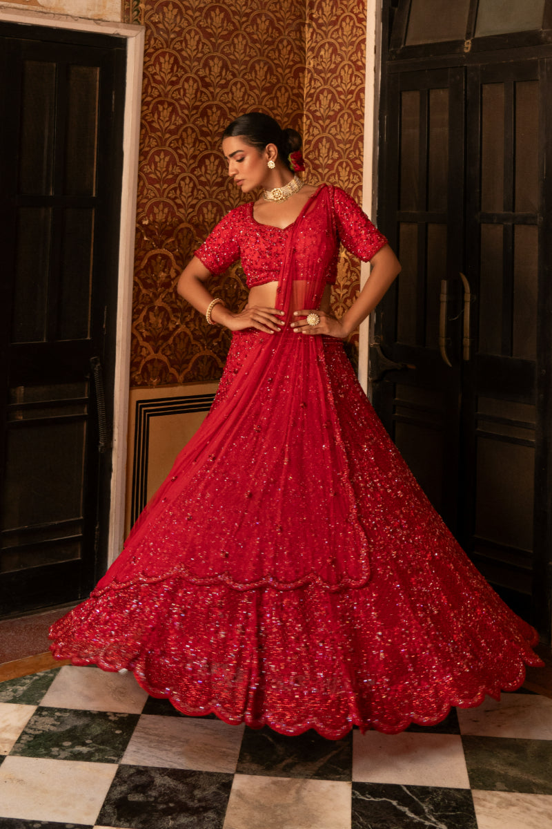 LEHENGA + BLOUSE + DUPATTA //THE RED LEHENGA SET