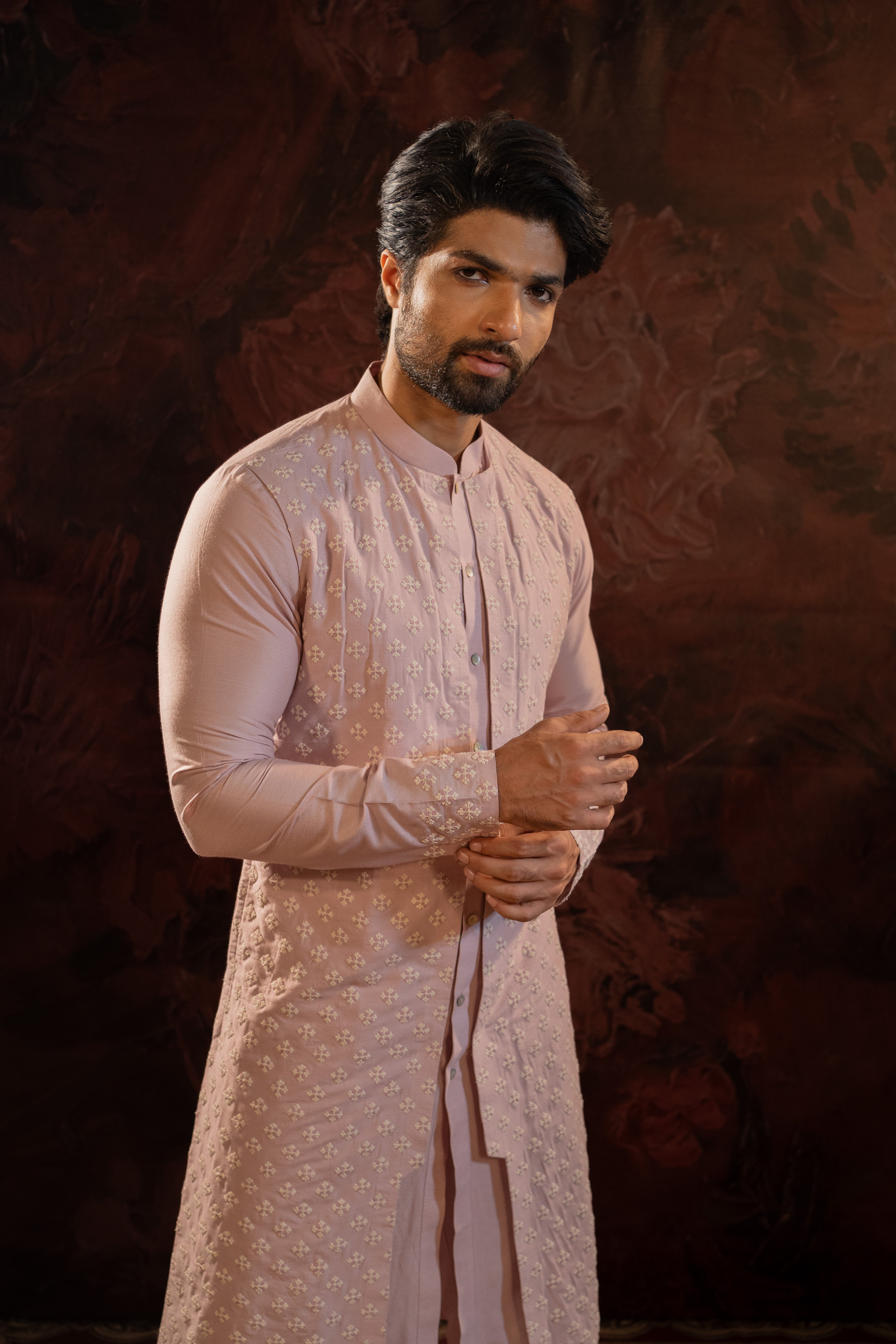 Lavender Embroidered Kurta Set