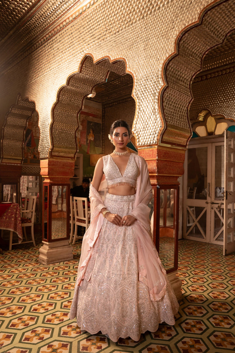 LEHENGA + BLOUSE + DUPATTA // BLUSH PINK LEHENGA SET